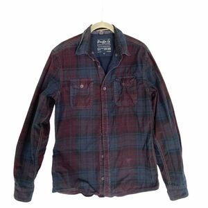 Buffalo David Bitton Shirt Jacket Size S Mens Black Maroon Blue Plaid Button Up